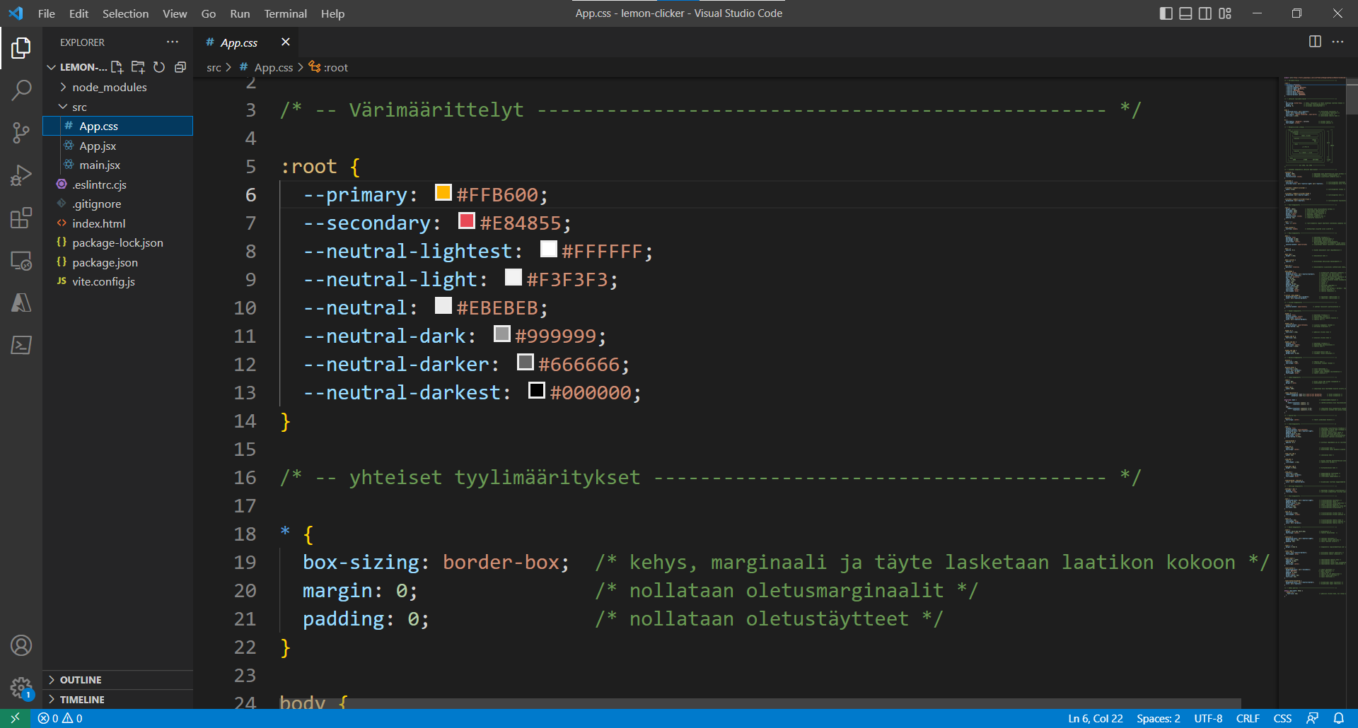 Projektin CSS-tyylimääritteet