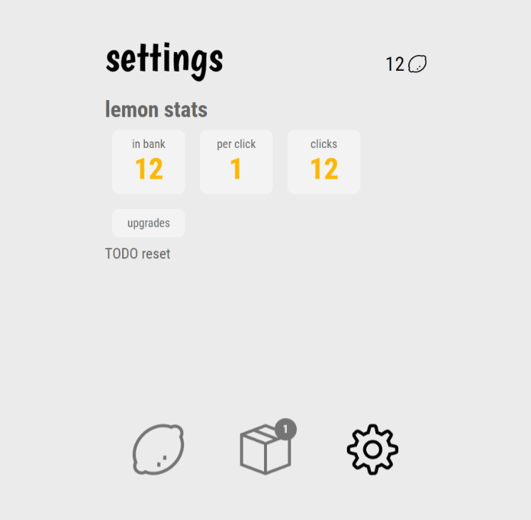 Settings-sivun tilastolaatikot