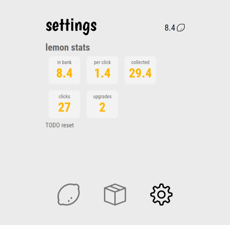 Settings-sivun päivitetyt tilastolaatikot