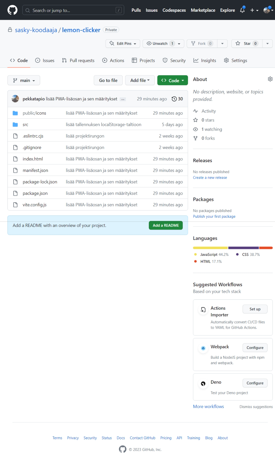 Projekti siirretty GitHubiin