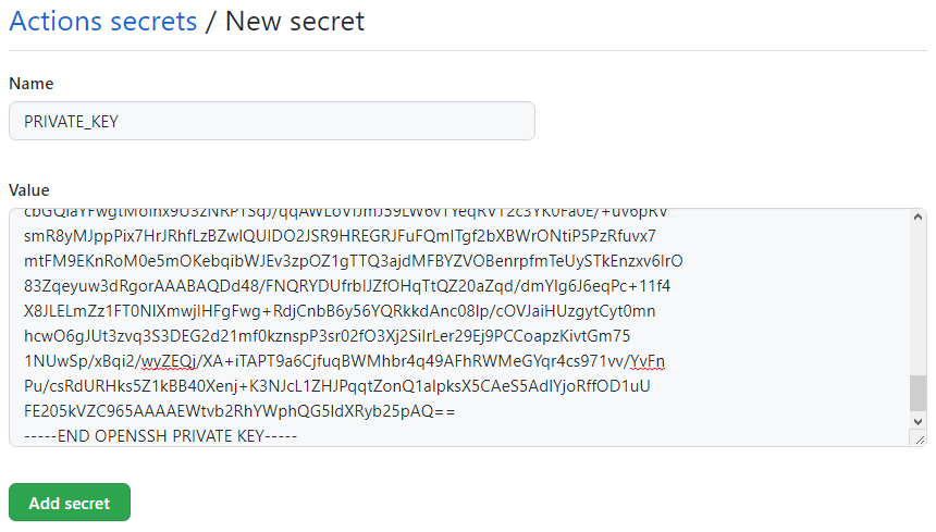 New secret -ikkuna
