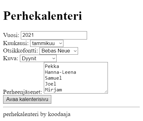 Kalenterisovelluksen testaaminen