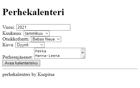 Sivusto selaimessa avattuna